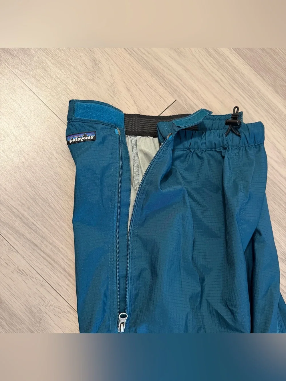 Patagonia Vintage, Full Zip, Rain Windbreaker Pants, Outdoor Shell Blue | W S